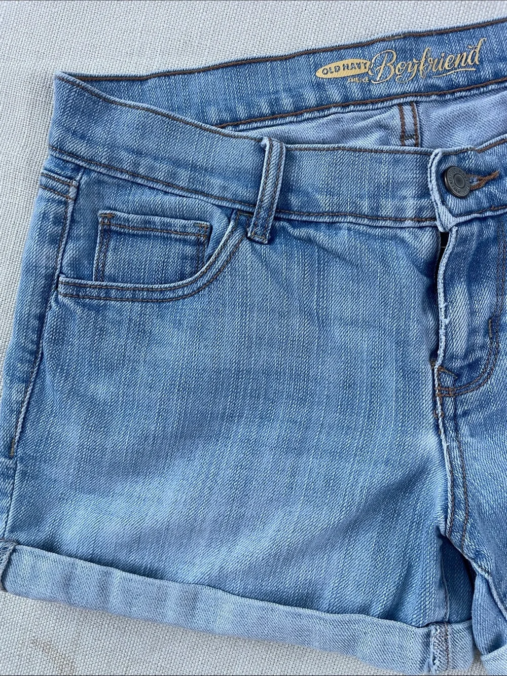 Old Navy Light Blue Denim Rolled-Hem Boyfriend Shorts